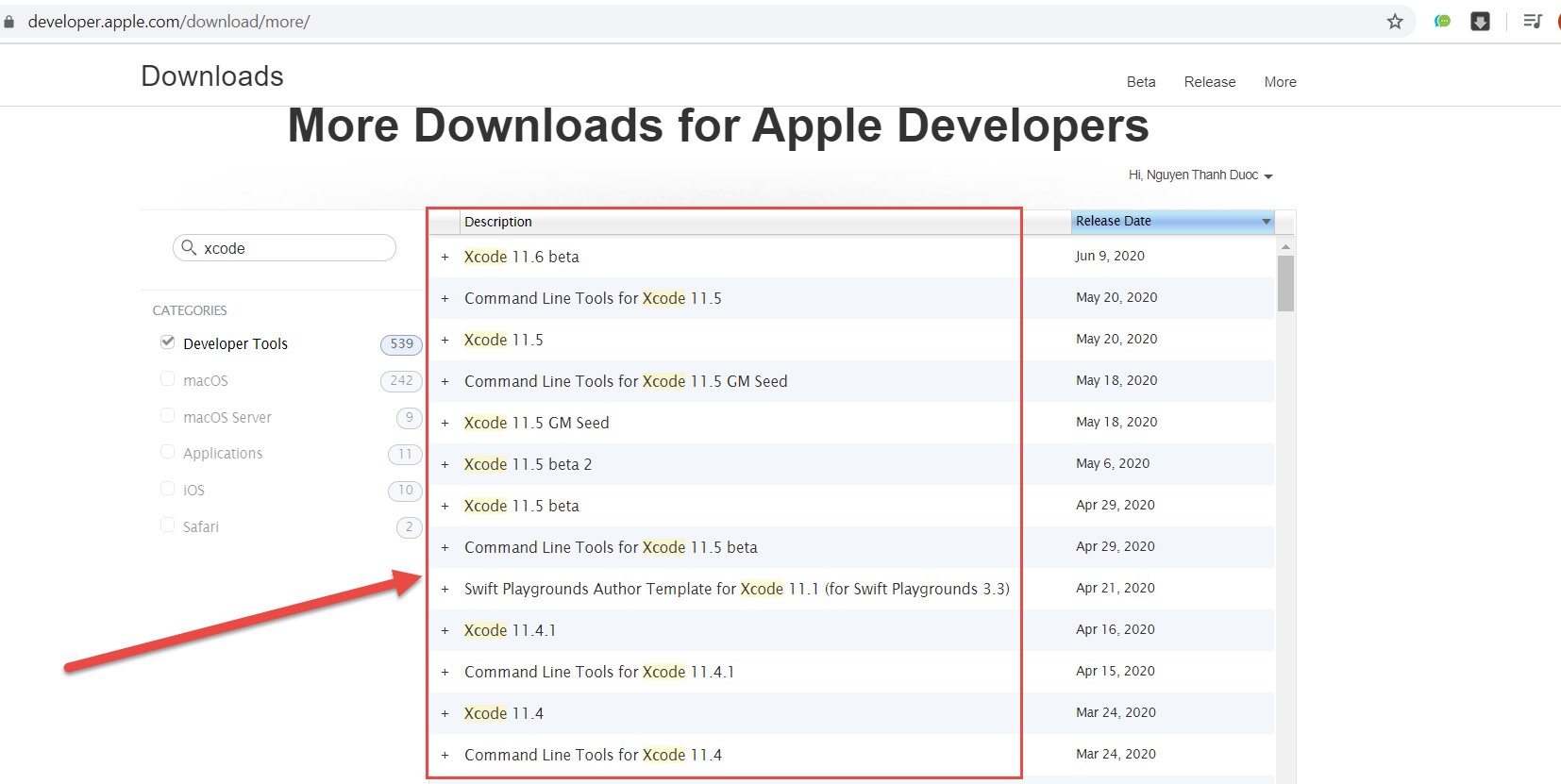 install xcode versions