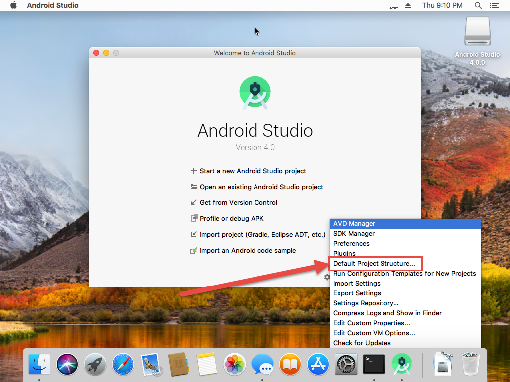 android studio install an sdk